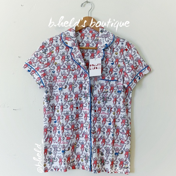 Roller Rabbit Hamptons Monkey Polo Pajamas in Pink Monkey Size XS Brand New NWT - Picture 2 of 16